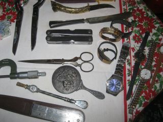 Huge Junk Drawer Lot,  Knives,  Watches,  Wedgewood,  Antiques,  Jewel Tools,  Flow Blue,  Old photo