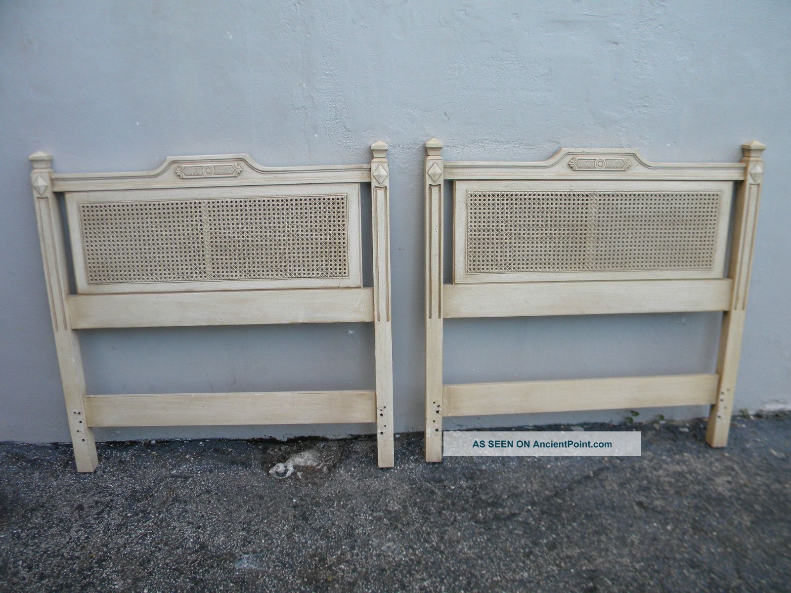 Pair Of French Caned Twin Size Headboards By Davis Cabinet 2803 Post-1950 photo
