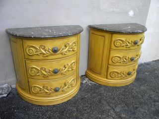 Pair Of French Painted Marble - Top Bombay - Shape Commodes By Comitia Molina 1628 photo