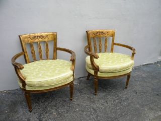 Pair Of French Antique Painted Living Room Side By Side Chairs 2781 photo