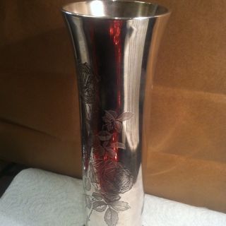 Antique Sterling Silver Heavy Overlay Vase photo