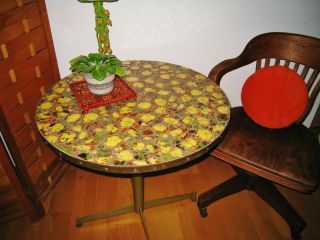 Mid Century Tile Table Vintage Mosaic Pedestal Table Thinline Usa photo