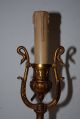 Gorgeous Pair Bronze 1 - Light Wall Sconces Or Table Lamp With Swan Detail Chandeliers, Fixtures, Sconces photo 5