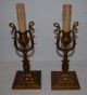 Gorgeous Pair Bronze 1 - Light Wall Sconces Or Table Lamp With Swan Detail Chandeliers, Fixtures, Sconces photo 8