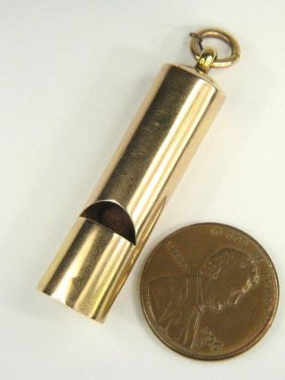 Quality Antique English 9 Carat Gold Whistle Fob Charm Pendant C1904 N/r photo