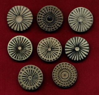 Loracwin Great Lot 8 Bronze Buttons Medieval With Great Relief,  Oversized photo