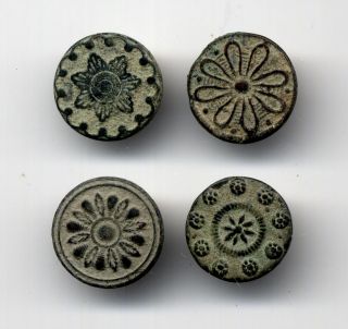 Loracwin Awesome Lot 4 Brass Buttons Decorated Medieval Stars,  16th Century photo