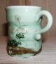 Lovely Old Studio Arts Handcrafted Celadon Prunus Blossoms Pitcher,  3.  5 