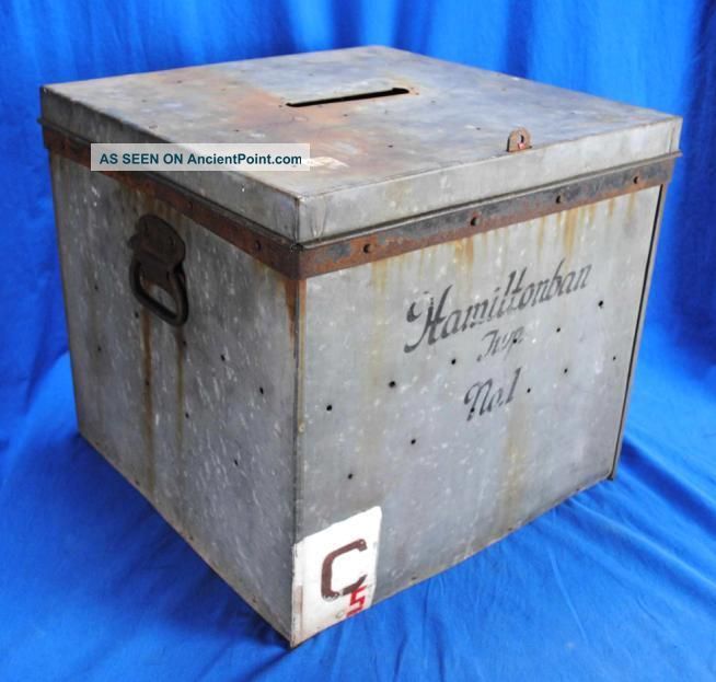 Antique Old Vintage Metal Industrial Ballot Box Hamiltonban Township Pa 1900-1950 photo