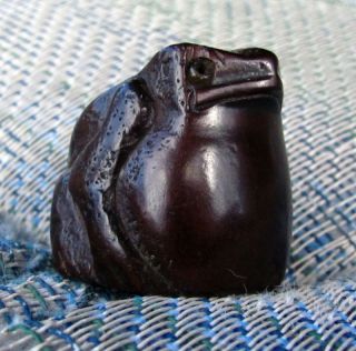 Hida School 19th Century Japanese Ebony Netsuke - Toad/ashtray photo