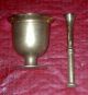 Vintage Solid Brass Mortar And Pestle From England (mr47) Mortar & Pestles photo 1