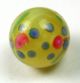 Antique Glass Ball Button Yellow W/ Twin Rose Flower Design Buttons photo 1