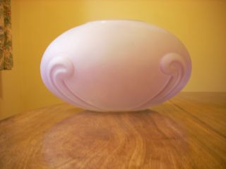 Art Deco Large Satin Lilac Shaded Oval Glass Vase Centre Piece photo