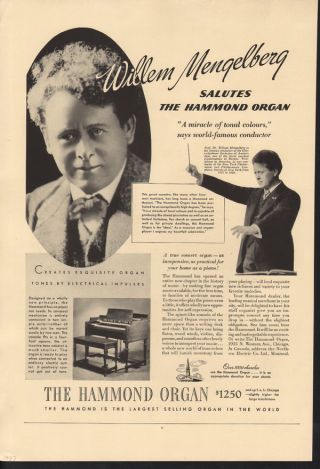 Fp 1937 Hammond Organ Piano William Mengelberg Music Song photo