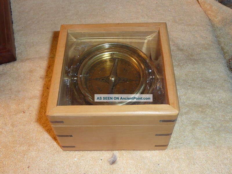 Master Gimbled Compass Wooden Box With Glass Top Compasses photo