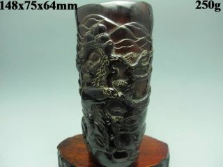 Old Antique 18 - 19th Chinese Ox Horn Hand - Carved Jiao Cup Nr photo