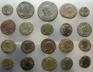 20 Detailed Roman Bronze Coins,  Uncleaned / Unresearched.  Uk Detecting Finds. photo
