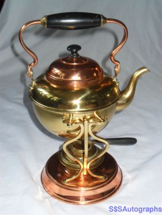 Rare Antique Victorian Era Patent Date Jan 12 1892 Complete Tea Pot Brass Copper photo