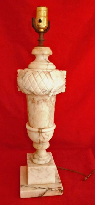 Antique Vintage White Marble Classical Urn Large Scale Lamp Regency photo