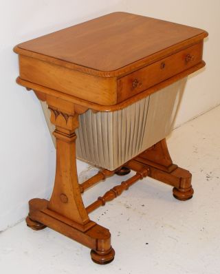 Good Quality Antique Yew? Wood Work Table photo
