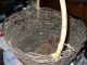 Old Xlarge Handwoven Wood Apple Or Fruit Basket Primitives photo 9