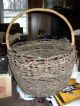 Old Xlarge Handwoven Wood Apple Or Fruit Basket Primitives photo 1