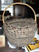 Old Xlarge Handwoven Wood Apple Or Fruit Basket Primitives photo 2