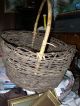 Old Xlarge Handwoven Wood Apple Or Fruit Basket Primitives photo 7