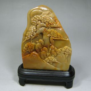 Natural Chinese Shoushan Stone Statue - Pine Tree And Poets photo