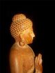 Antique Chinese Carved Wood Figure Kwan Yin Buddha Statue On A Lotus Flower Buddha photo 10