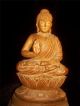 Antique Chinese Carved Wood Figure Kwan Yin Buddha Statue On A Lotus Flower Buddha photo 1