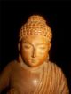 Antique Chinese Carved Wood Figure Kwan Yin Buddha Statue On A Lotus Flower Buddha photo 4