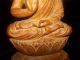 Antique Chinese Carved Wood Figure Kwan Yin Buddha Statue On A Lotus Flower Buddha photo 6