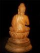 Antique Chinese Carved Wood Figure Kwan Yin Buddha Statue On A Lotus Flower Buddha photo 8