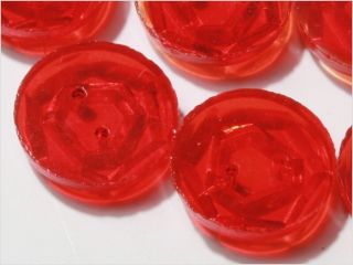 12 Czech Vtg Clear Red Depression Glass Buttons 14 Mm photo