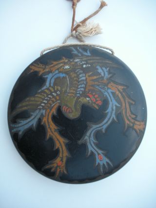 Rare Circa 1900 Small Japanese Shinto Firebird Phoenix Gong photo