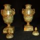 Antique Pair Of Cassoulettes Vases From France Gilt Bronze And Onyx,  1880 Columns & Posts photo 1