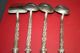 Set Of Four Hand Carved Silver Plated Over Copper Serving Pieces Large Spoons Mixed Lots photo 7