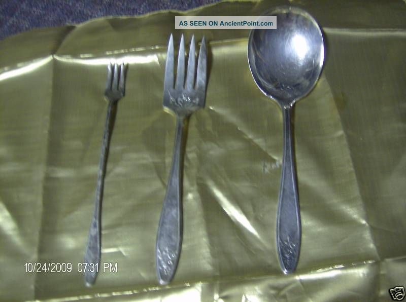 Princess Aka Lady Doris Serving Spoon,  Meat Fork + Oneida/Wm. A. Rogers photo