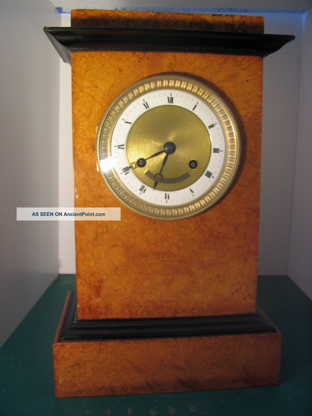 19 Th Antique French Clock Burr Elm Mantle Circa 1830 Clocks photo