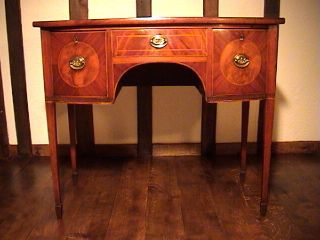Small & Very Pretty George Iii Mahogany Bow Front Sideboard C.  1800 photo