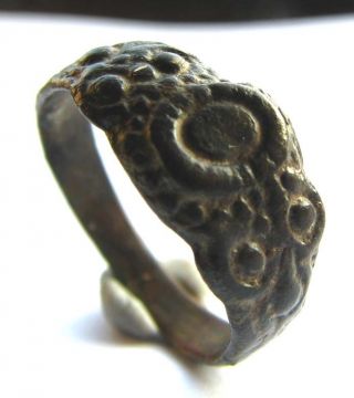 Fine Anglo Saxon Era Bronze Decorated Ring Circa: 7th Century - Cambridgeshire photo