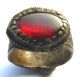 Medieval Silver Islamic Crusader Era Ring Red Setting - 13th - 14th Century European photo 1