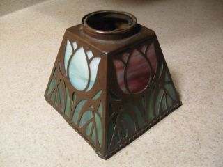 Arts & Crafts Lampshade,  Slag Glass And Copper - - - - Handsome photo