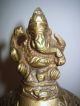 Old Brass Etched Incense Burner 3 Elephant Handles & Top 8 1/4 