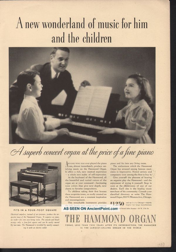 Fp 1937 Hammond Organ Piano Keyboard Music Child Chicago Keyboard photo