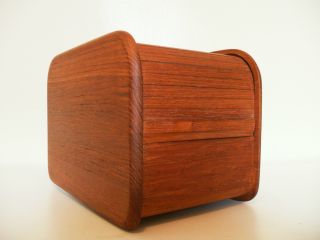 Mid Century Kalmar Teak Tambour Roll Top Cd Dvd Storage Box Vintage photo
