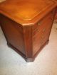 Antique Leather Inlaid Top 6 Front Drawer Wooden Cabinet Wow 1900-1950 photo 4