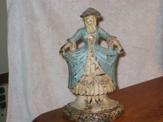 Antique Cast Iron Hubley Doorstop Of A Lady All Signed 23 photo