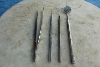 Set Of 4 Vintage Dental Instruments photo